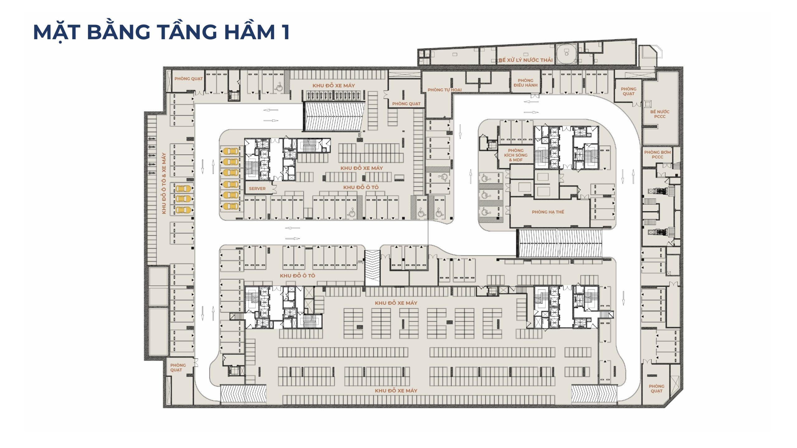 Mặt bằng tầng hầm 1